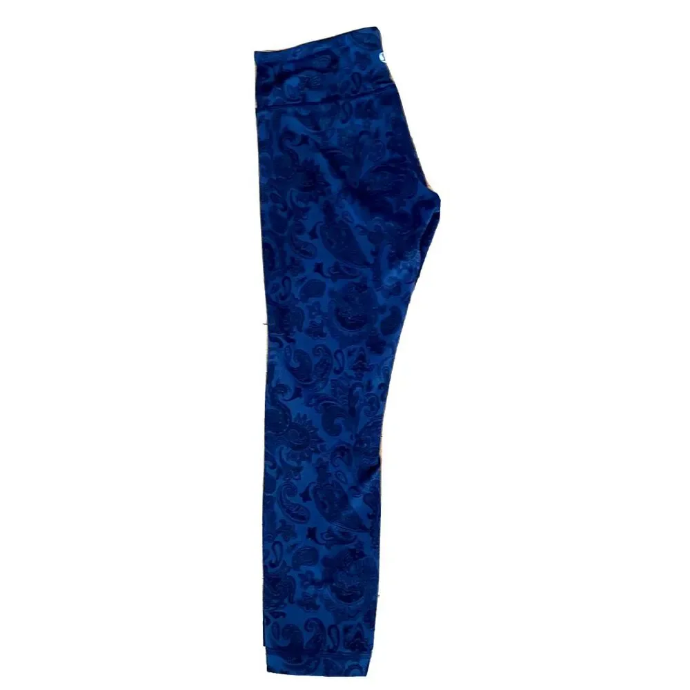 Lululemon Wunder Under Crop Leggings Womens 6 Blue Paisley Yoga Athletic Pants
